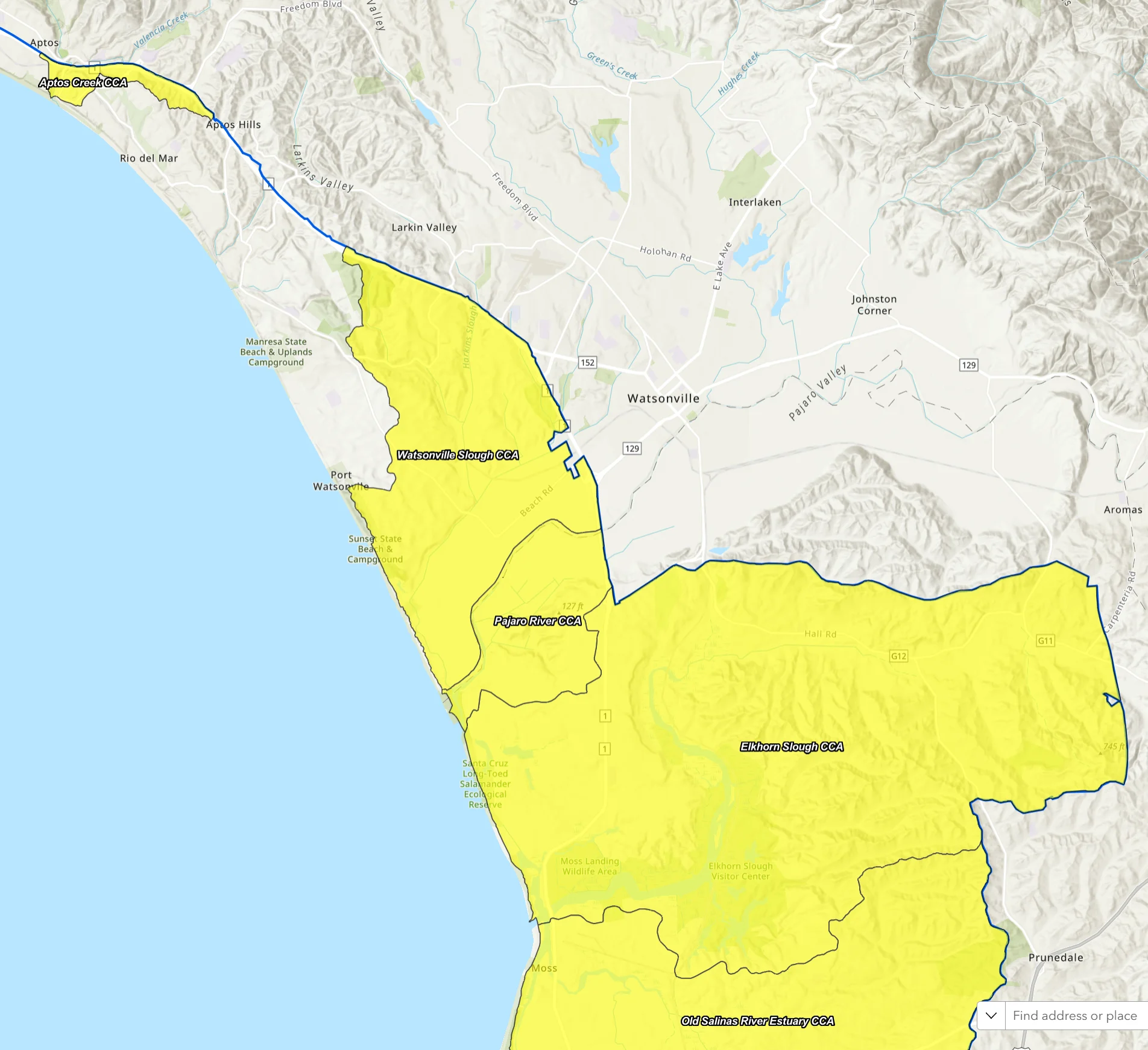 Coastal Commission map - Watsonville area