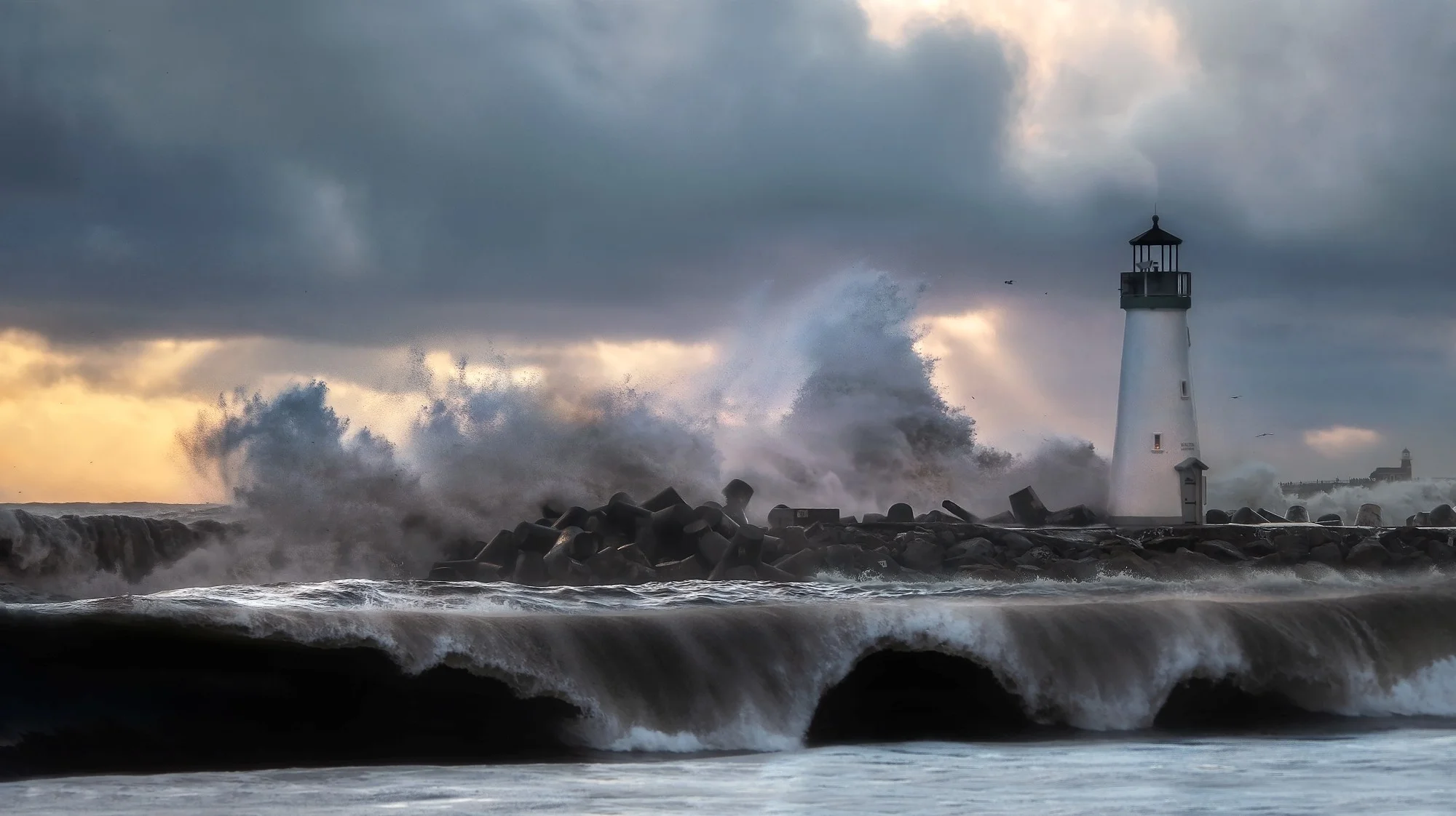Waves at Walton Lighthouse Santa Cruz California